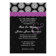 Black and White Antique Purple Lace Wedding 13 Personalized Announcement
