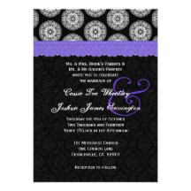 Black and White Antique Purple Lace Wedding 14 Custom Invite
