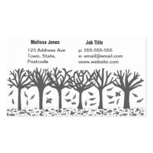 Black and white Autumn trees Business Cards