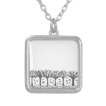 Black and white Autumn trees Necklace