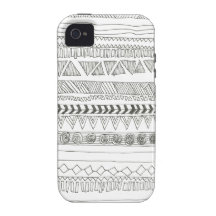 Black and White Aztec Tribal Print iPhone 4 Case
