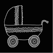 Black and White Baby Stroller. Photo Sculpture