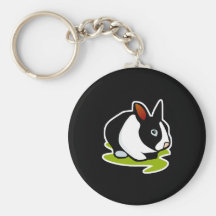 black and white bunny rabbit key chain