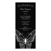 Black and White Butterfly Birthday Invitations