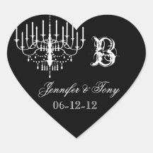 Black and White Chandelier Custom Heart Stickers