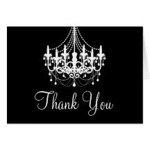 Black and White Chandelier Thank You Note Greeting Cards