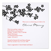 Black and White Cherry Blossoms Custom Invites
