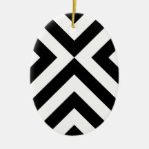 Black and White Chevrons Christmas Ornament