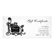 black and white Chic Gift Certificates Rack Card