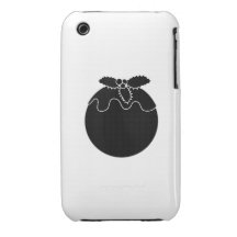 Black and White Christmas Pudding. iPhone 3 Cases
