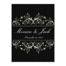 Black and white classic elegant wedding invitation