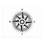 Black and white compass rose postcard
