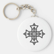 Black and White Coptic Cross Key Chain