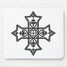 Black and White Coptic Cross Mousepad