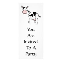 Black and White Cow Cartoon. Personalized Announcement
