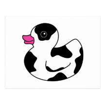 Black and White Cow Print Rubber Duck Post Cards