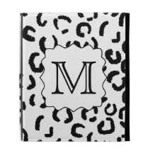 Black and White Custom Monogram Leopard Print. iPad Cases
