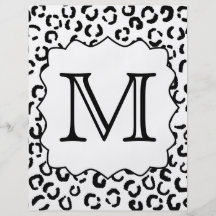Black and White Custom Monogram Leopard Print. Full Colour Flyer