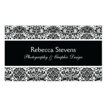 Black and White Damask Business Card