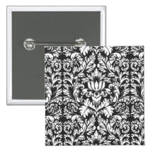 Black and White Damask Design Pin