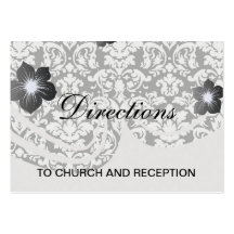 black and white damask flourish business card