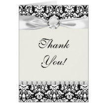 black and white damask flourish card