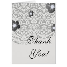 black and white damask flourish cards