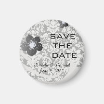 black and white damask flourish fridge magnets