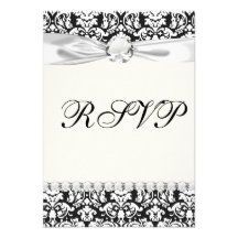 black and white damask flourish personalized announcement