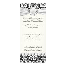 black and white damask flourish invitations