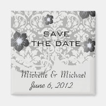 black and white damask flourish refrigerator magnet