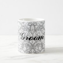 black and white damask flourish mugs