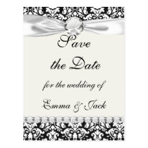 black and white damask flourish post cards