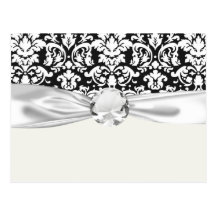 black and white damask flourish post cards