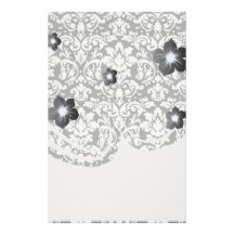 black and white damask flourish customised stationery