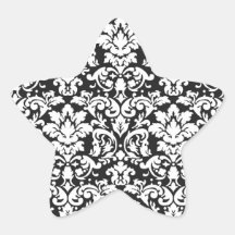 black and white damask flourish sticker