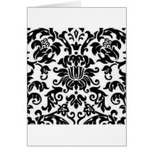 Black and White Damask Greeting Cards