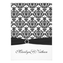 Black and White Damask II Wedding Invitation