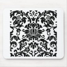 Black and White Damask Mousepads