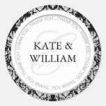 Black and White Damask Party Favour Stickers