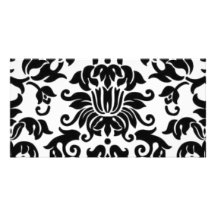 Black and White Damask Personalized Photo Card