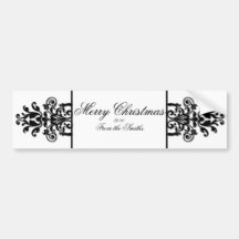 Black and White Damask Photo Logo Bumper Stickers