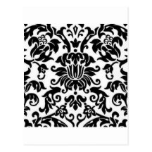 Black and White Damask Postcard