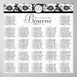Black and White Damask Reception Seating Chart Poster