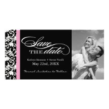 Black and White Damask  Save The Date Customized Photo Card