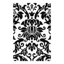 Black and White Damask Stationery
