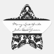 Black and White Damask Stickers for Invitations