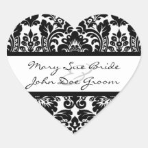 Black and White Damask Stickers for Invitations