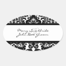Black and White Damask Stickers for Invitations