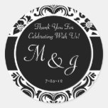 Black and White Damask Wedding Favour Labels Sticker